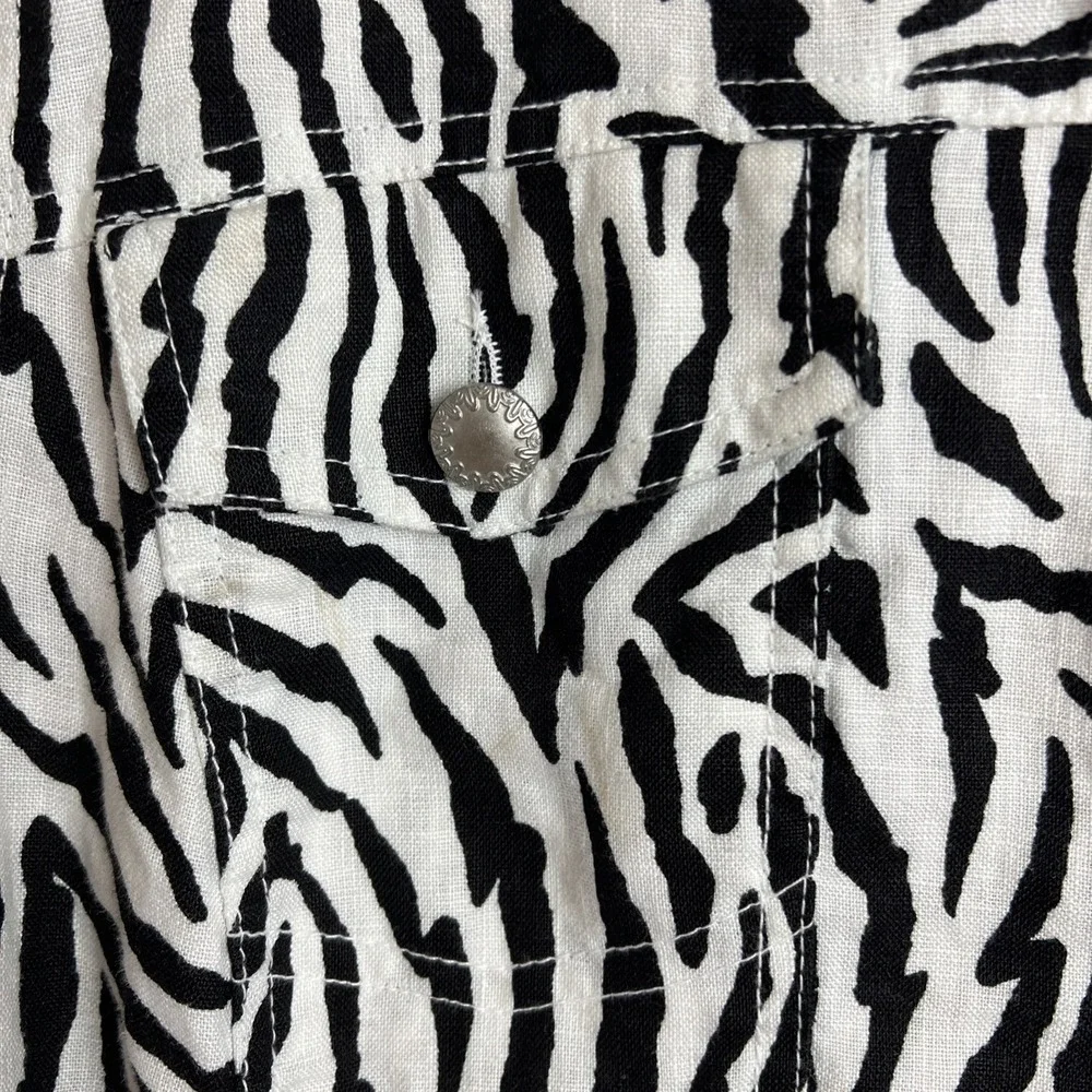 Anthropologie Lucy & Laurel 100% Linen Light Jacket Plus Size 3X‎ Trucker Zebra